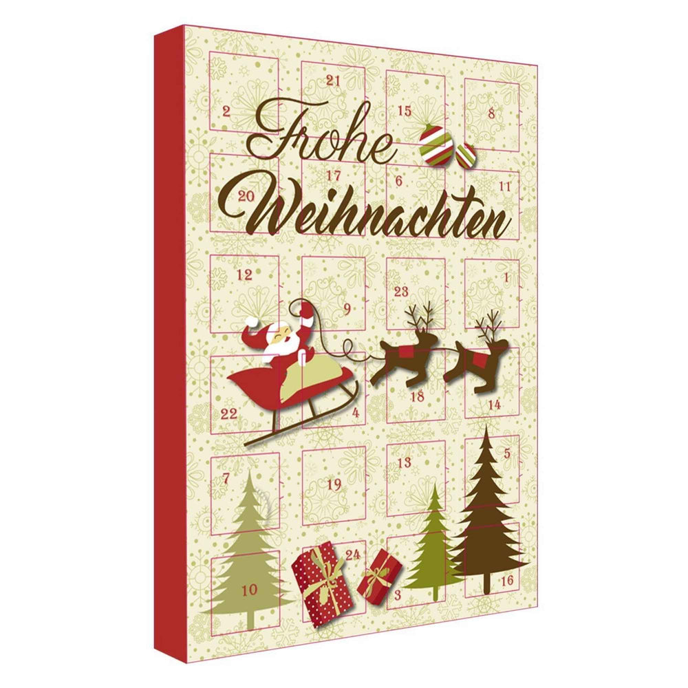 Adventskalender von Maasz Schokolade mit Pralinen & Mini-Tafeln in klassischem Design