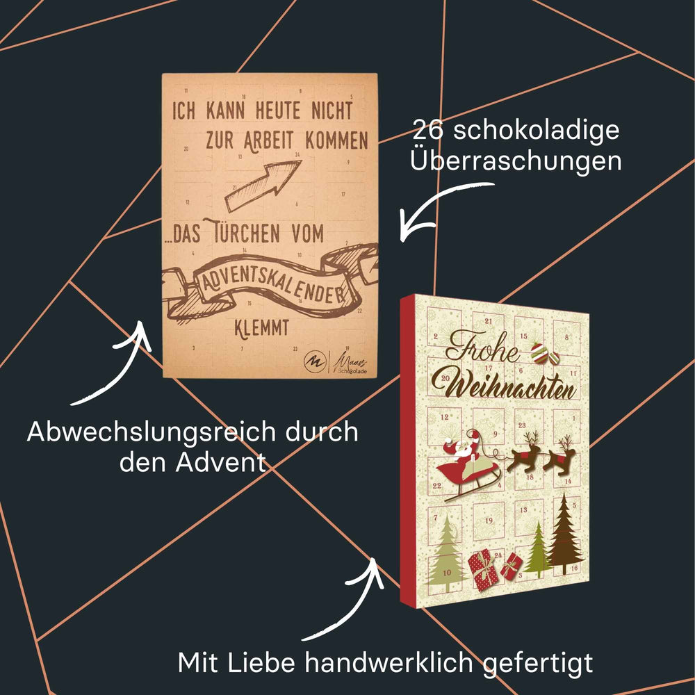 Adventskalender von Maasz Schokolade mit Pralinen & Mini-Tafeln