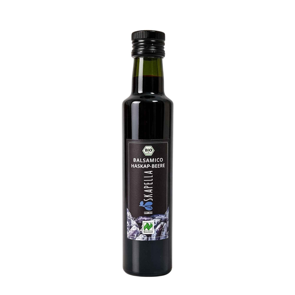 Flasche Haskap Balsam Essig in Bio-Qualität mit fruchtiger Note