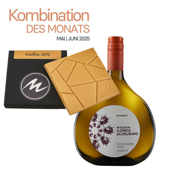 Scheurebe & Melbu Kombi - frische Weißwein-Schoko-Kombi mit Karamellnote