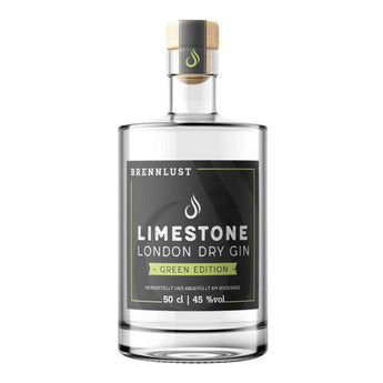 Brennlust Limestone London Dry Gin Green Edition - zitrusbetonter Gin in eleganter Flasche.