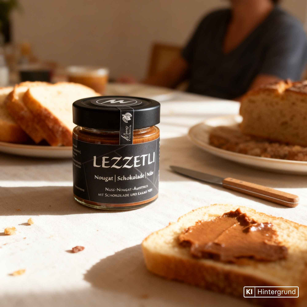 Maasz Lezzetli Aufstrich im Glas, cremig mit Haselnuss, Kakaonibs und Meersalz
