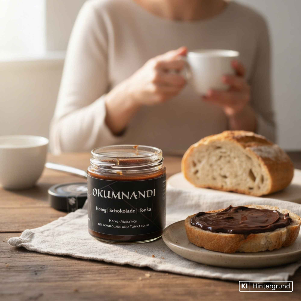 Maasz Okumnandi Aufstrich im Glas, mit Honig, Karamellschokolade & Tonkabohne
