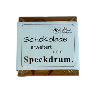 Speckdrum 42% Tafelschokolade von Maasz, Vollmilchschokolade mit lustigem Spruch