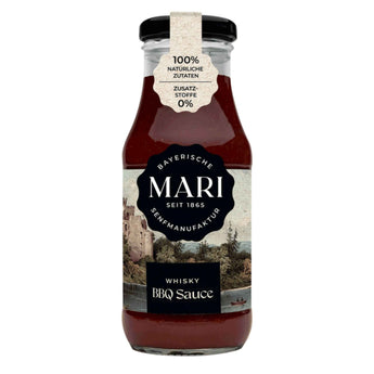 BBQ Sauce mit Whisky von Mari Senf, dunkelrot im Glas