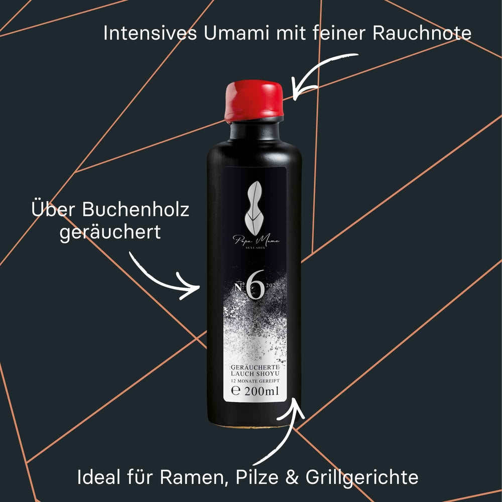 Papa Mame Sojasauce Blend No.6, geräucherte Lauch Shoyu in Keramikflasche