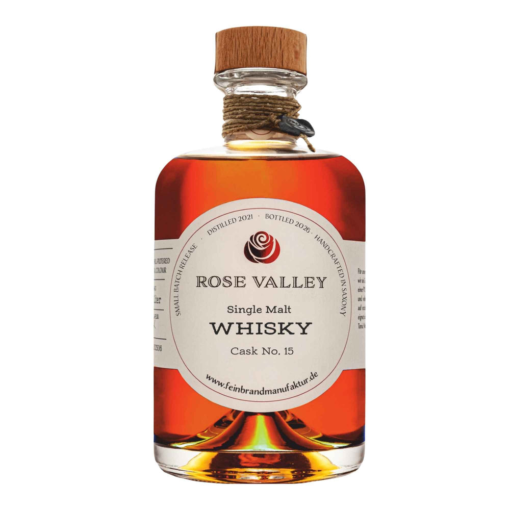 Flasche Cask No. 15 Single Malt Whisky aus sächsischer Einzelfassabfüllung