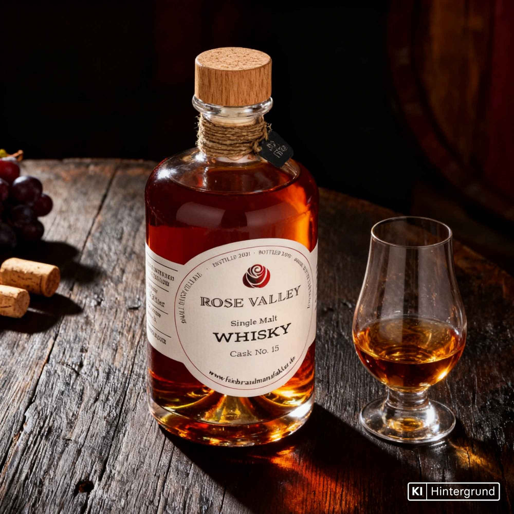 Flasche Cask No. 15 Single Malt Whisky aus sächsischer Einzelfassabfüllung