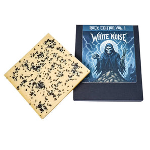 Tafel weiße Schokolade „White Noise“ mit schwarzem Hawaii-Salz und Vanille
