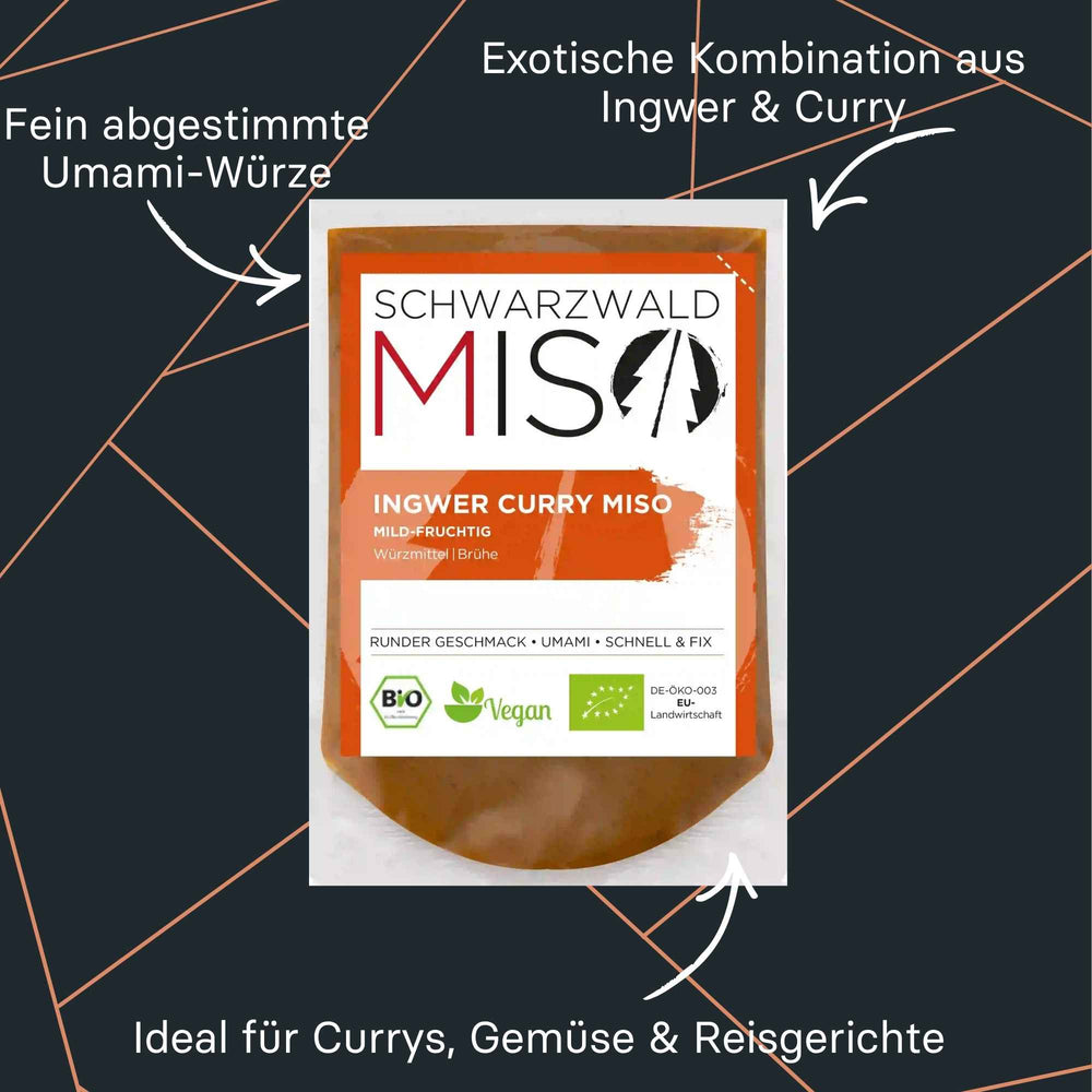 Ingwer Curry Miso von Schwarzwald Miso im Beutel, gelbliche Paste