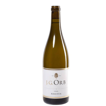Flasche Kernstück Weißwein-Cuvée vom Weingut Orb mit heller Etikettierung