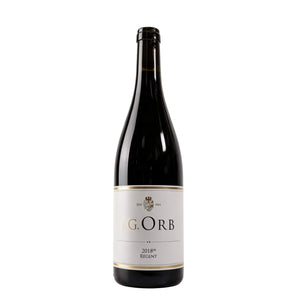 Flasche Regent Rotwein vom Weingut Orb - kräftig, fruchtig, elegant