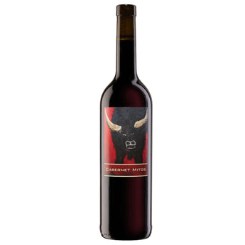 Flasche Cabernet Mitos Rotwein vom Weingut Quint mit dunklen Beeren und Barrique-Noten