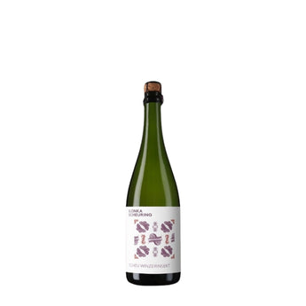 Flasche Scheu Winzersekt vom Weingut Scheuring mit hellem Etikett und fruchtiger Frische