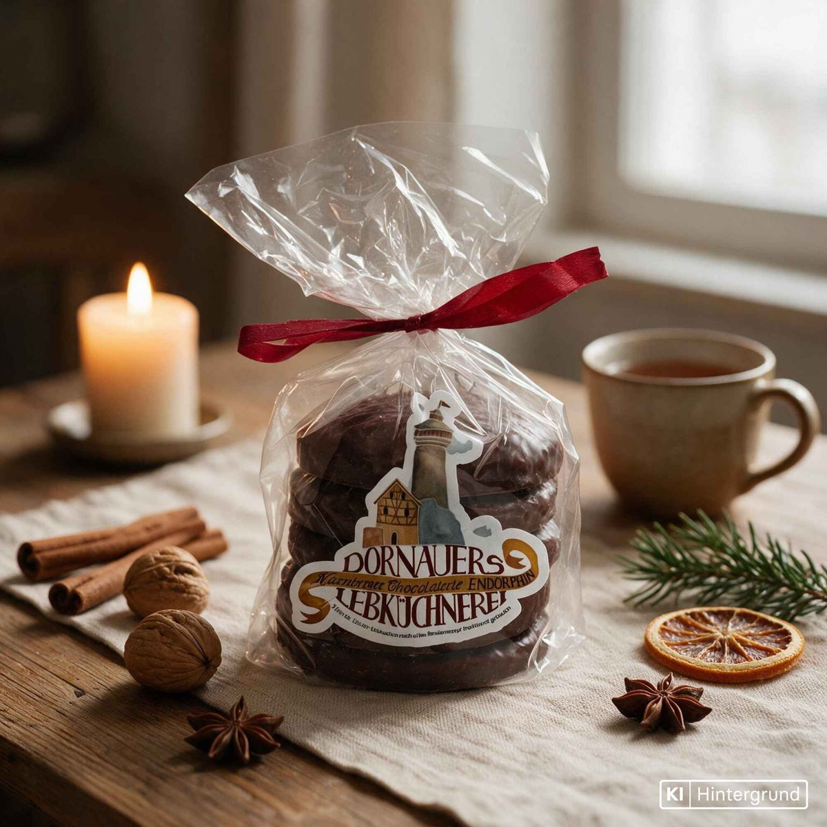 Fünferpack Elisen-Lebkuchen von Dornauers Lebküchnerei mit dunkler Schokolade, nussiger Struktur und handwerklicher Optik.