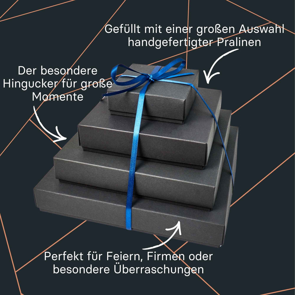 Pralinentorte groß aus edlen handgefertigten Pralinen – exklusives Geschenk für Jubiläen, Firmenfeiern und besondere Anlässe