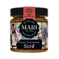 Süß-scharfer Senf von Mari Senf, karamellfarben im Glas