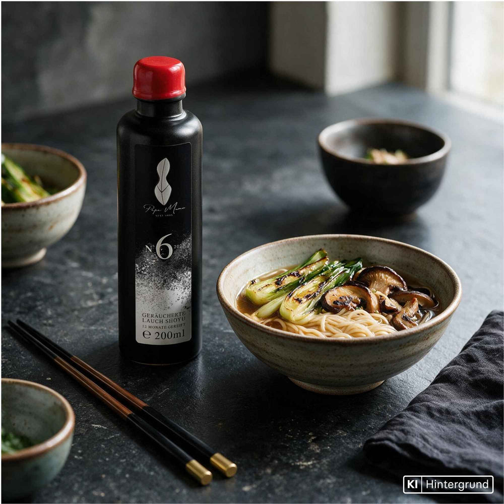 Papa Mame Sojasauce Blend No.6, geräucherte Lauch Shoyu in Keramikflasche