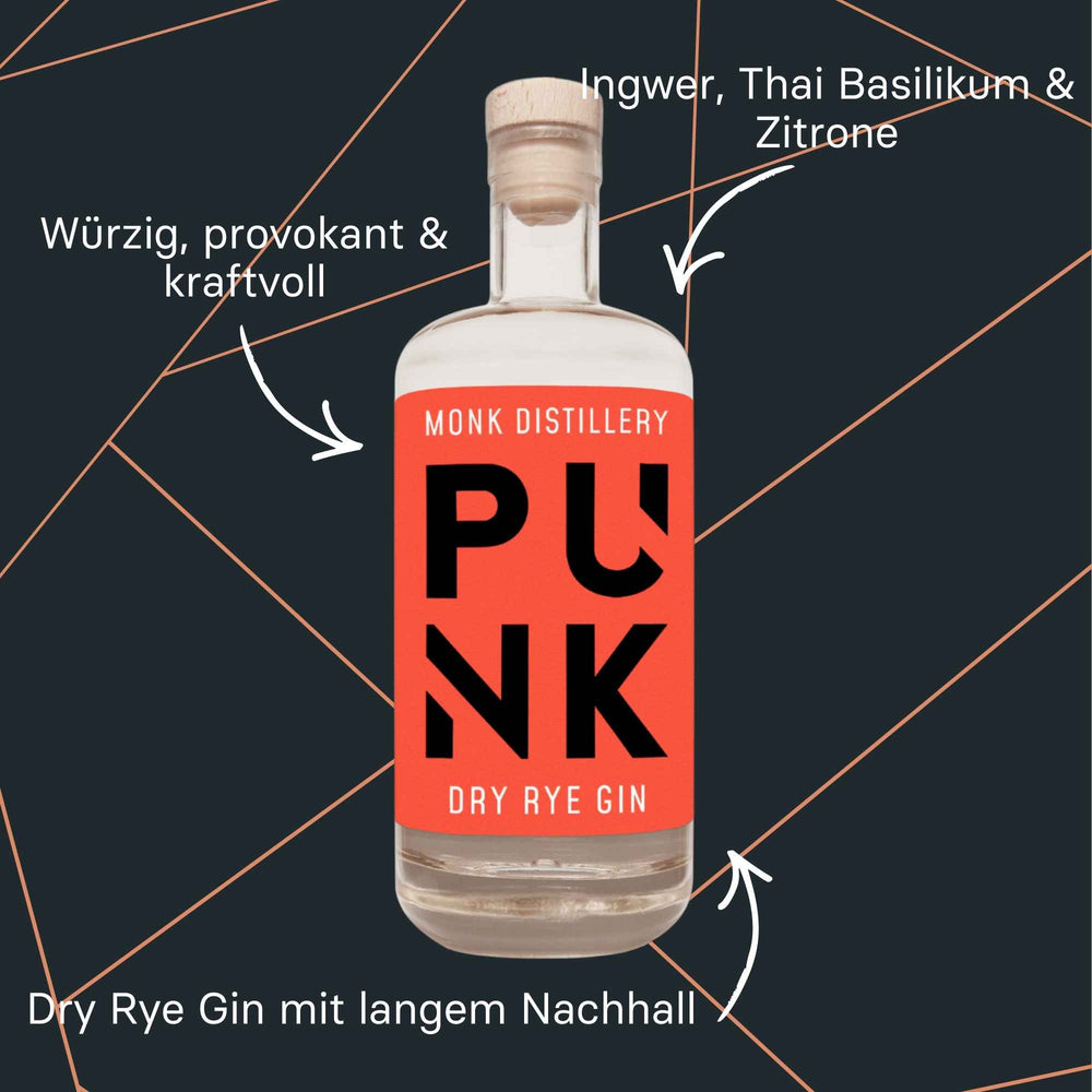 PUNK Dry Rye Gin mit Ingwer, Basilikum und Zitrone
