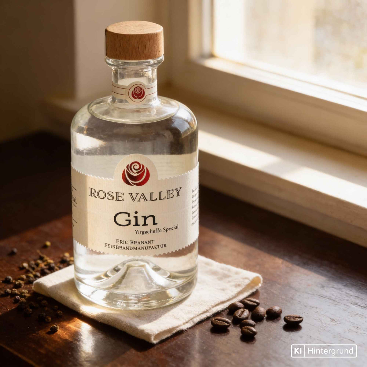 Flasche Gin Yirgacheffe Rose Valley Dry Gin