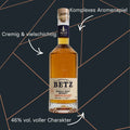 Betz Single Malt Whisky Master Blend - bernsteinfarbener Whisky in hoher Flasche und elegantem Etikett.