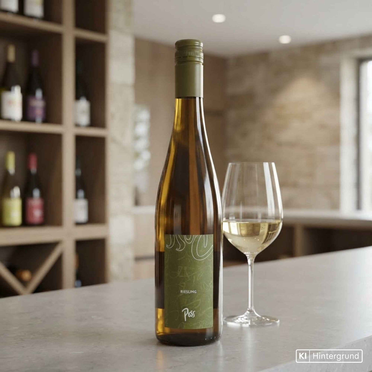 Riesling vom Weingut Poss - elegante Weißweinflasche