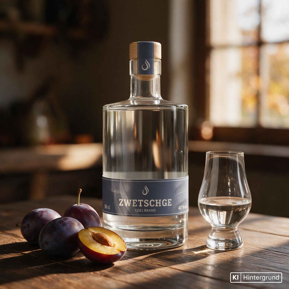Brennlust Zwetschgenbrand - klare Fruchtspirituose aus Hauszwetschgen in eleganter Flasche.
